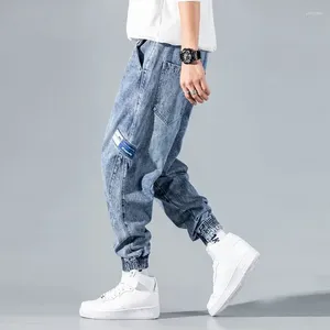 Pantalon en jean Cargo bleu clair pour homme, pantalon de Cowboy court, mode coréenne douce, Baggy en Denim, tendance été 2024
