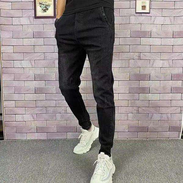 Jeans pour hommes Pantalons Harem Élastique Mâle Cowboy Pantalon Noir Pour Hommes Stretch Y2k Vintage Coton Vêtements 2000s Goth Streetwear Doux