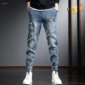 Pantalons de jeans pour hommes Harem Spliced Pantalons de cowboy masculins pour hommes Cargo Haruku Baggy empilés par Summer Original Denim Style coréen XS