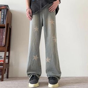 Pantalon de jean masculin homme simple été 2024 Tendance d'arrivée Ripped streetwear étoile Pantalones vaqueros hombre