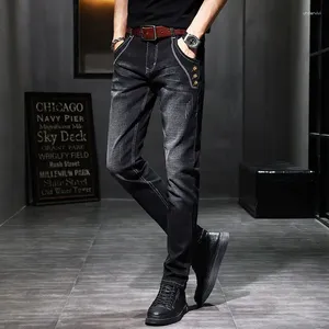 Jeansbroek voor heren Strakke pijp Rechte man Cowboybroek Skinny elastische stretch Zwart Slim Fit 2023 Fashion Casual Xs-kleding