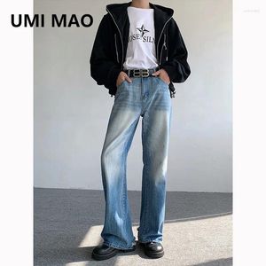 Jeans para hombres Umi Mao Yamamoto Pantalones oscuros Retro Lavado Otoño High Street Suelto Pierna recta Piso Barrido Pantalones anchos