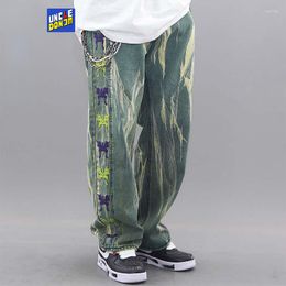 Jeans pour hommes UNCLEDONJM Streetwear hommes pantalons en Denim lâches broderie latérale Vintage Harajuku Y2K Baggy