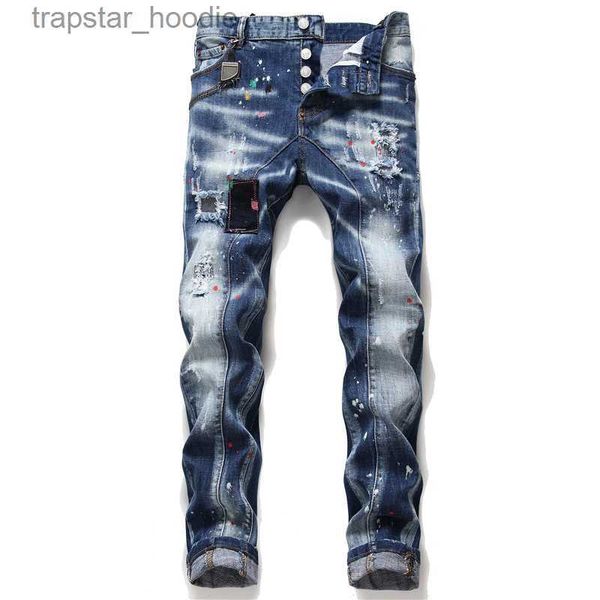 Jeans pour hommes Unique hommes déchiré coupe ajustée jean créateur de mode lavé moto hommes Denim pantalon lambrissé Hip Hop Biker Street Wear pantalon 1050 L230918