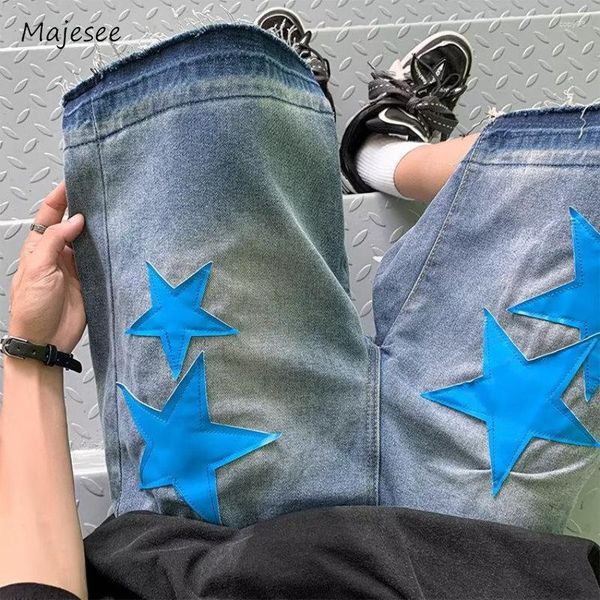 Jeans pour hommes unisexe hommes haute rue chic hip hop mâle denim vêtements all-match été style court pantalon collège géométrique