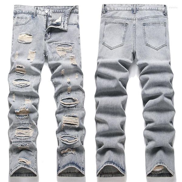 Jeans pour hommes Uropean et High American Street Casual Pants 2023 EHip Hop Hole Tight Fashion