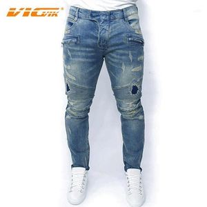 Jeans pour hommes Vicvik Marque Ripped Hommes Mâle Biker Pantalon Denim Mens Skinny Designer Vêtements Men1