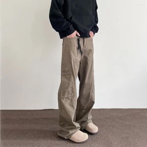 Jeans voor heren Vintage bruine heren baggy flare broek rechte pijpen harajuku streetwear casual mode losse y2k straat brede denim broek