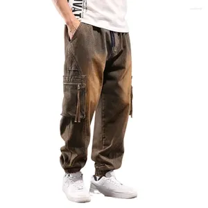 Jean Cargo Vintage pour hommes, pantalon en Denim surdimensionné, coupe ample, avec poches, Baggy rétro, bas de Skate, grande taille 8XL