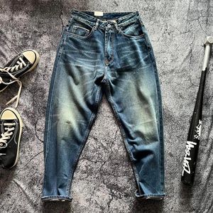 Jeans masculin coton vintage vieil en détresse de denim lavé pour hommes poids lourde whisker pantalon droite effilé lâche y2k