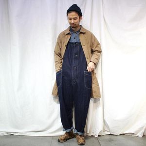 Heren jeans vintage denim overall overalls safari -stijl solide kleur jumpsuit broek casual losse slabboren mannen werken vracht drak22