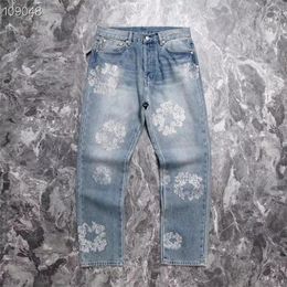 Jeans para hombres Vintage Diamond Inlaid Kapok Hombres Mujeres Azul Luz Agradable Lavado Tela Pesada Oversize Denim Pantalón Bermudas