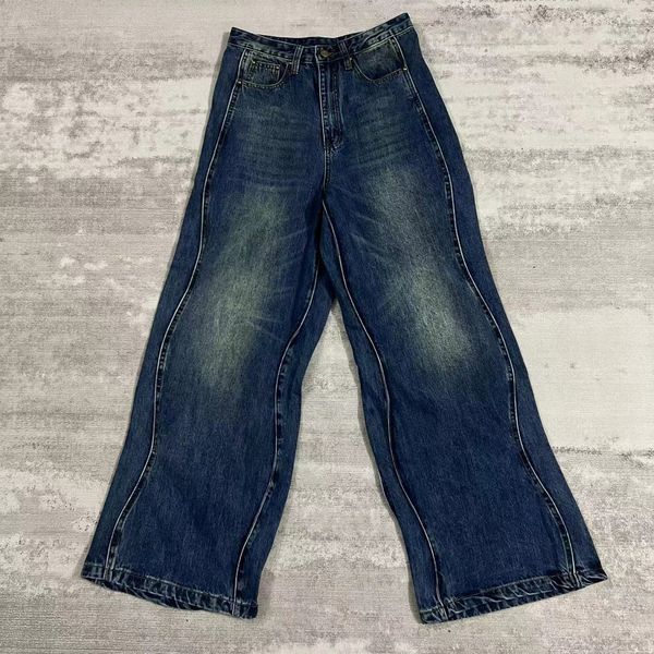 Jeans masculino Jeans vintage para homens Hip Hop Rock Solid Wave Calças de caubói Harajuku Jeans largos Calças largas largas largas retas tamanho grande 230804