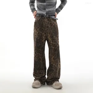 Jeans masculin vintage léopard graphique pantalon lâche unisexe petit ami 2024 fashion grunge été décontracté punk pantalon de jean d'hommes originaux décontractés