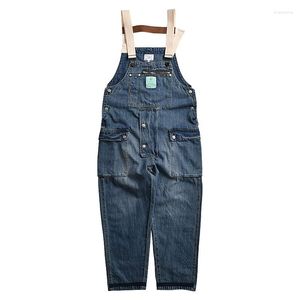 Heren Jeans Vintage Heren Jumpsuit Comfortabele Vrouwelijke Romper Vierkante Hals Casual Hi Streetwear Mode Jongens Bib Overalls Werkkleding Denim Blauw