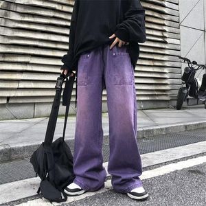 Herenjeans vintage paarse baggy vrouwen losse wide been oversized y2k cargo broek Harajuku 2023 Koreaanse mode streetwear broek