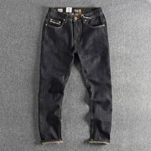 Herenjeans Vintage Skinny voor heren met rode en witte strepen Rechte pijpen Natuurlijke kleur Herfstmode