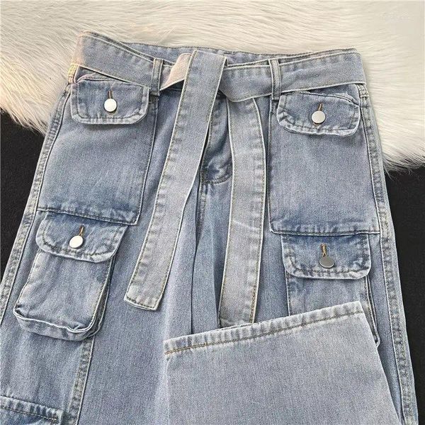 Jeans pour hommes Vintage Solid Color Cargo Pantalon Hommes Multi Poche Baggy Y2k Japonais Large Jambe Denim Pantalon Hip Hop Punk Streetwear