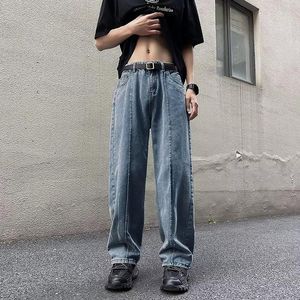 Heren Jeans Vintage Streetwear Flared Broek Hip Hop Spatten Inkt Wijde Pijpen Jean Overalls Voor Mannen Modieuze Retro Patchwork