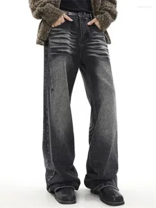 Jeans masculin vintage tie dye vêtements y2k lavage large pantalon de jambe bouton poche pantalon pantalon de rue lâche A024