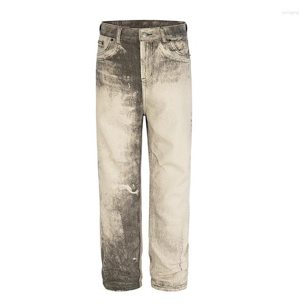 Jeans pour hommes Vintage Tie Dye Pants Hi Street Fashion Washed Patchwork Denim Pantalons pour hommes