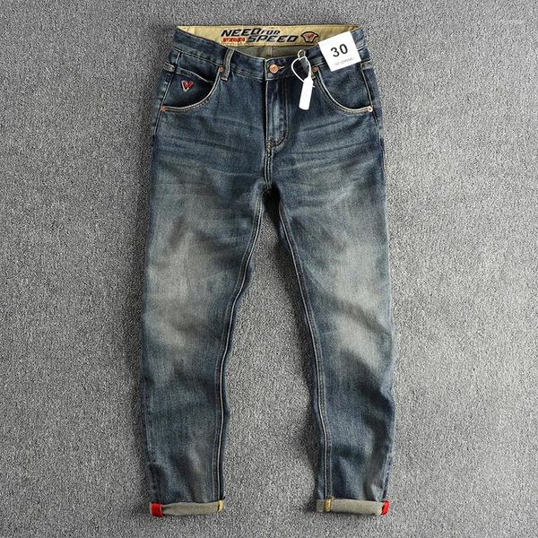 Jeans para hombres Vintage Estilo de motocicleta de moda