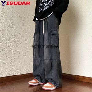 Men's Jeans Vintage Y2K mode Streetwear Baggy Cargo jean pour hommes taille haute droite jambe large pantalon mâle pantalon en Denim ample 2023 Newephemeralew