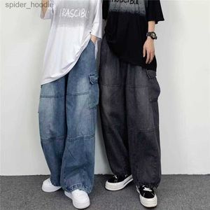 Jeans voor heren Vintage Y2K Fashion Street chic Baggy Cargo Jeans voor heren Hoge taille Rechte wijde pijpen broek Mannelijke losse denim broek 2023 Nieuw L230921