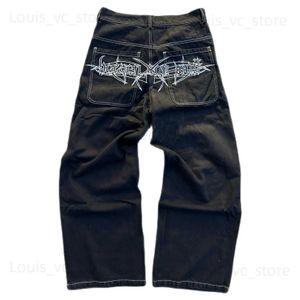 Jeans voor heren Vintage Y2K hiphopjeans Gotische jeans met print Street American Style Nieuwe heren en dames losse oversized jeans met wijde pijpen T230928