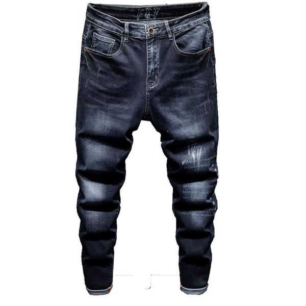 Jeans pour hommes VORELOCE classique tendance lettre impression denim sarouel 2021 printemps marque coton stretch jeunesse mode tapered316s