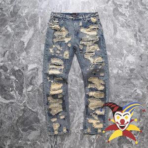 Jeans pour hommes lavés patchs de broderie endommagés vintage denim hommes femmes pantalons de qualité