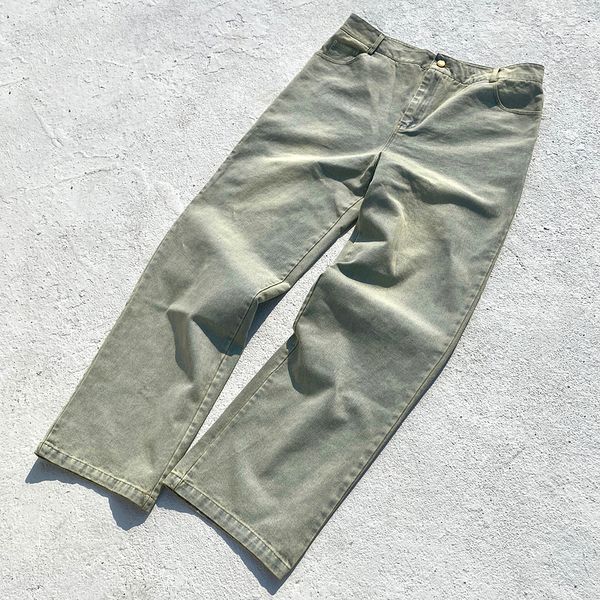 Jeans pour hommes tissu lourd lavé hommes femmes qualité pantalon à glissière Streetwear taille basse pantalon pour hommes 230725