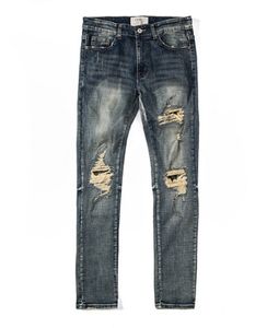 Jeans homme lavé à l'eau percé chat barbe peau jeans slim fit micro élastique jeans