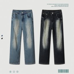 Jeans pour hommes Dégâts de lavage à l'eau coupés micro la jeans pantalons de sol 230720