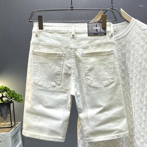 Jeans masculin short de jean décontracté blanc slim 2024Summer mince marque de mode doux stretch stretch stretch haut de gamme pantalon randonnée