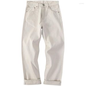 Jeans pour hommes Blanc pour hommes Selvedge Denim Mid Taille Pantalon Workwear Tendance 2024