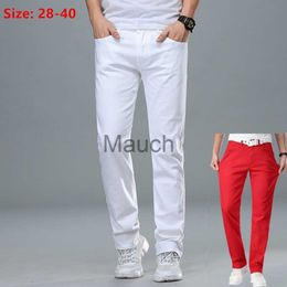 Jeans da uomo Jeans bianchi Uomo Taglie forti 36 38 40 Pantaloni rossi oversize larghi Denim allungato Pantaloni da uomo elastici dritti casual da uomo J230626