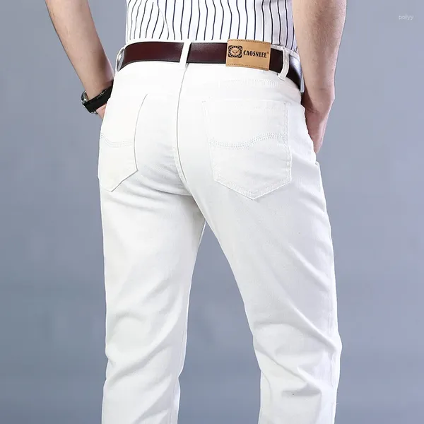 Jeans pour hommes Blanc Stretch Printemps Eté Classique Business Casual Coton Slim Denim Pantalon Mâle Marque Vêtements Pantalon