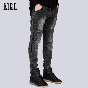 Hommes Jeans Gros-Hommes Femmes Élastique Mince Biker Casual Respirant Mâle Crayon Cargo Pantalon De Mode Femme Noir Jean, UMA1411