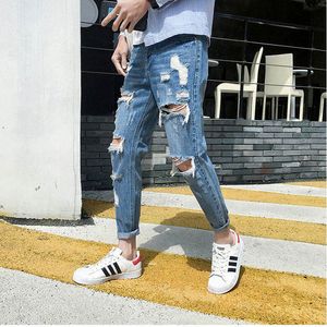 Hommes Jeans En Gros Printemps Automne Déchiré Grand Trou Denim Hommes Adolescents Mince Coréen Gratté Mendiant Pantalon Mince 230629