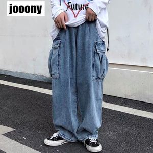 Jeans voor heren Wijde pijpen denim jeans heren herfst Daddy Trend Student losse rechte pijpen baggy broek Japanse losse hiphop 230307