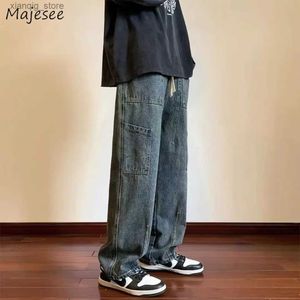 Jeans masculin jean large jambe jeans masculin hip hop tant pantalon américain streetwear street