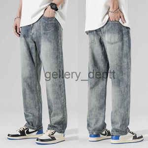 Jeans pour hommes Jeans à jambes larges hommes pantalons surdimensionnés Baggy Streetwear pantalon en jean pour hommes bleu clair coupe ample 2023 nouveau jean droit garçons J230922