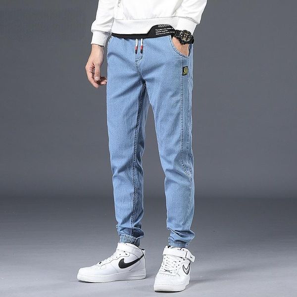 Jeans para hombres Invierno Algodón Denim Hip Hop Slack Bottom Joggers Streetwear Flacos Pantalones azules Hombre Harem Pantalones Hombres M-5XL