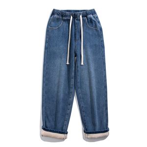 Jeans pour hommes Hiver Hommes Chaud Baggy Streetwear Mode Coréenne Denim Pantalon à Jambes Larges Polaire Épais Pantalon Occasionnel Mâle Marque Bleu 220923