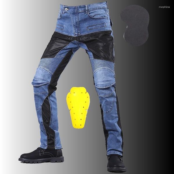 Jeans para hombres Moto de invierno Pantalones de motocicleta Clásico Montar al aire libre Resistente a caídas con cadera Rodilla Pantalones largos