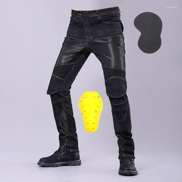 Jeans pour hommes, pantalons longs de protection pour Moto, Anti-chute, élastique, Slim, respirant, hiver