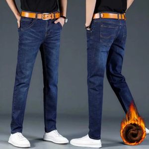 Jeans homme Hiver thermique chaud flanelle Stretch Jean hommes hiver qualité célèbre marque polaire pantalon droit flocage pantalon Denim Jean 231207