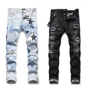 Jeans pour hommes Femmes Pantalons empilés noirs Hommes Skinny Designer Vintage Wash Solid Blue Straight Fit Long Casual Denim Pantalon Printemps Été