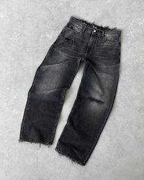 Jeans para hombres Fashion Fashion Way Waughed Ho Jeans Y2K Hip Hop Retro Damas rasgadas Pantalones de mezclilla recta Punk Grunge High Strt Cargo Pantalones H240508